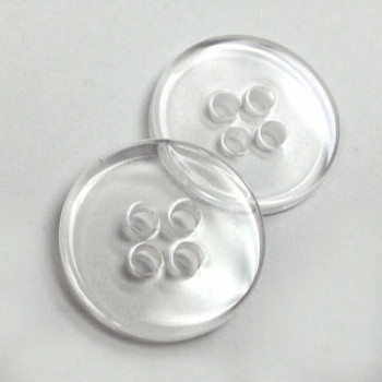 BC-021-D  Clear 4-Hole Placket Button, 15mm - Sold by the Dozen